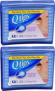 Q-Tips Cotton Swabs Travel Size Purse Pack 30 Swabs ea ( 2 pack ) - Picture 1 of 1