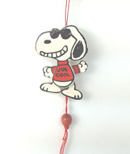 Vintage Snoopy Peanuts Joe Cool Wood Christmas Ornament Pull String 1971 3 Inch