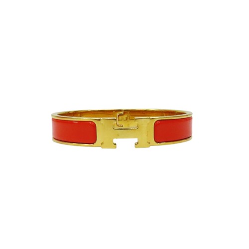 HERMÈS Bracciale HERMES Clic H Smalto Arancione Placcato Oro