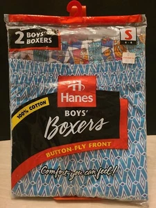 Vintage 90's HANES Boys Boxers, 2 Pk (S 6-8, NOS, 1998) Button-Fly Front (NEW!) - Picture 1 of 6