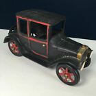 VTG Antique Black Red Painted Cast Iron Ford Model T Car Truck Moving Wheels