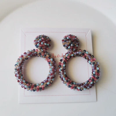 Stella&Dot Boho Beads Statement Drop Earrings Chic Women Party Vacation Jewelry - Photo 1/3