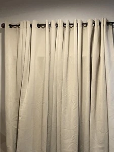 "2 paneles 97"" de ancho x 86"" DECOR-NOVA beige neutro cortinas oscurecedoras de habitación poliéster" - Imagen 1 de 10