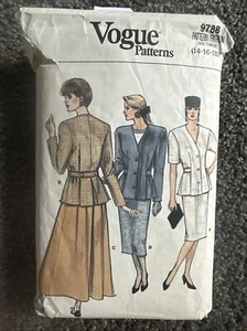 Vogue 9788 Vintage Jacket & Skirt Sz 14 Jacket Cut To 14/No Pencil Skirt C.1986 - Picture 1 of 2