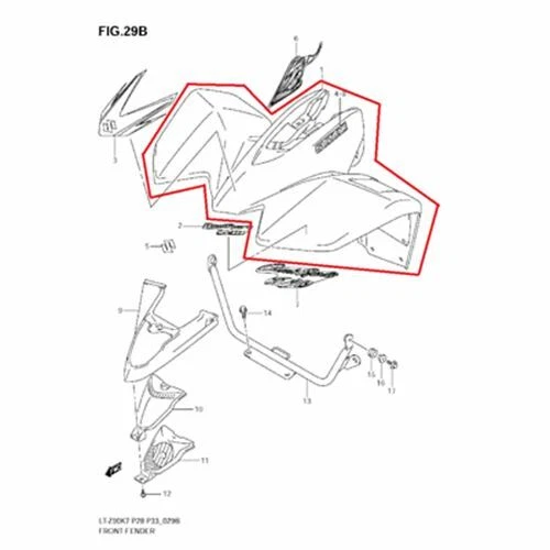 NEW OEM SUZUKI QUADSPORT Z90 90 FRONT FENDER BLACK Foto 1 de 1