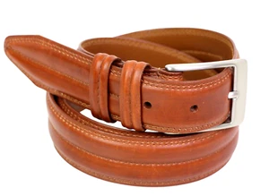 Allen Edmonds BROWN REAL LEATHER 1 1/8"Wd STITCH CASUAL DRESS MEN'S BELT 36 (63A - Picture 1 of 16