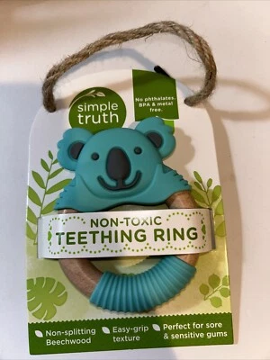 Simple Truth Teething Ring BPA Free Silicone Non-Toxic Cute Koala Teether NEW!! - Image 1 of 2