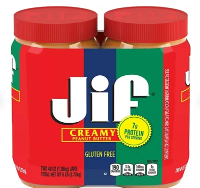 Mantequilla de maní cremosa Jif, 48 oz., 2 paquetes Foto 1 de 4