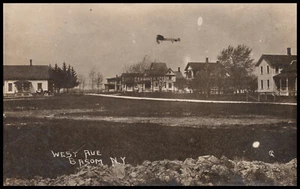 Basom, New York, West Ave, Airplane - Photo Adjusted? "Real" Photo Postcard RPPC - Picture 1 of 6