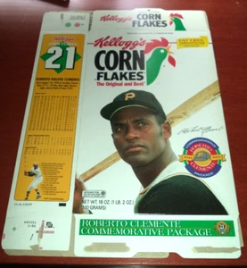 Kellogg's Corn Flakes Pittsburgh Pirates Roberto Clemente Cereal Box - Picture 1 of 2