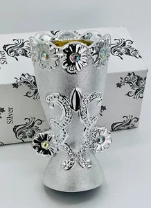 Silver Mille Floral Diamentes Candlestick Candle Holder Stand Table Best Gift - Picture 1 of 3