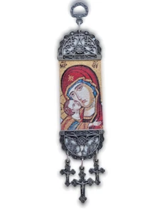 8 6/8" Greek Orthodox Our Lady the Sweetkissing Tapestry Wall Mounted Icon 22cm - Picture 1 of 2