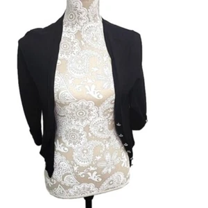 New York & Company Black silk blend cardigan 3/4 sleeve w/glass buttons, XS - Picture 1 of 4