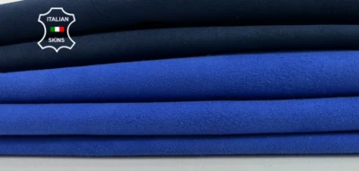 2 SHADES BLUE SUEDE Italian Goatskin Goat leather hides 2 skins 7sqf 0.8mm C4759 - Image 1 of 4