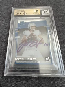 Justin Herbert Signed 2020 Donruss Clearly Rated Rookie BAS 9.5 Beckett 10 Auto - Bild 1 von 2