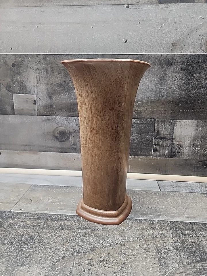 Florero Florero Florero Vintage Retro Plástico Marrón Madera Grano España Foto 1 de 4