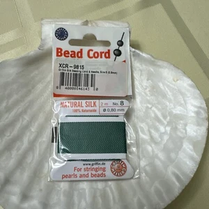 GRIFFIN Carded Silk Beading Cord Size #8 GREEN - Picture 1 of 2