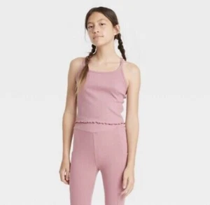 Girls' Cami Bralette - art class Rose Pink XXL(18). Ruffle Bottom. NWT. Q - Picture 1 of 5