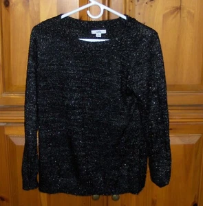 Vtg Croft & Barrow Medium Black Pullover Sweater Silver Specks Dress Up Or Down - Picture 1 of 4