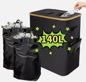 140L Pfandflaschen Aufbewahrung Tragetasche Recycling Sammelbehälter 2 Fächer - Bild 1 von 8