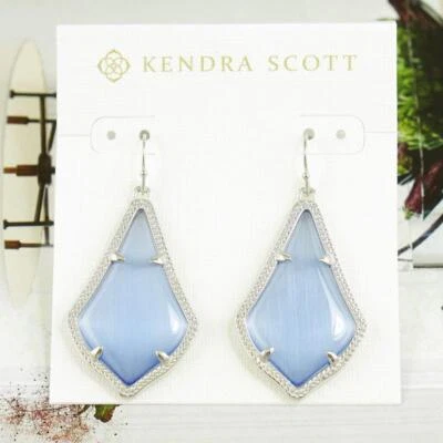 NWOT Kendra Scott Alex Earrings Cat's Eye Periwinkle Silver Tone - Изображение 1 из 4