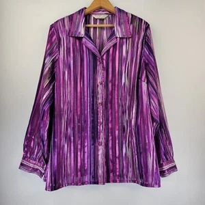 Blusa Allison Daley II Mujer Talla 20W Botón Frontal Rayas Semi Transparente Brillante - Imagen 1 de 11