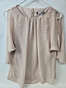 Altrosa Shirt Jennifer Lopez kleine Pailletten Chiffon 3/4 Arm - Bild 1 von 4