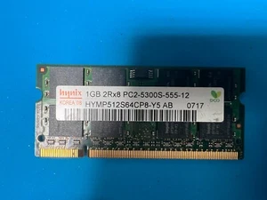 Hynix 1GB 2Rx8 Laptop Memory RAM, PC2-5300S-555-12, HYMP512S64CP8-Y5 AB 0717 - Picture 1 of 2