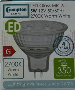 2 x LED MR16 12v 5W = 40W Replacement 350lm GU5.3 Warm White 2700k 14855 - Picture 1 of 9