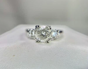 Prong Set Customized Natural Diamond 14k White Gold Engagement Ring - Picture 1 of 6