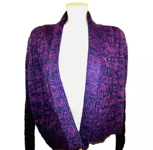 POOF EXCELLENCE Women's Blue & Purple Open Front Cardigan, Size Small, Acrylic - Picture 1 of 9