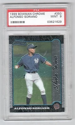 1999 Bowman Chrome #350 Alfonso Soriano Yankees Rookie PSA 9 - Image 1 of 2