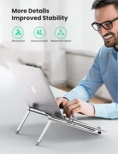 Foldable Aluminum 8" to 15" Laptop Stand Adjustable Table Portable Tray iPad - Picture 1 of 6