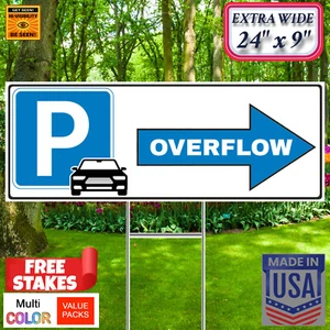 OVERFLOW PARKING Pfeil Hof Schilder 4er-Pack mit kostenlosen Einsätzen - doppelseitig - USA - Bild 1 von 14