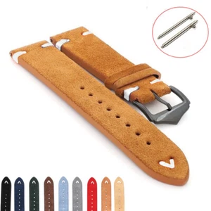 20 22mm Suede Genuine Leather Watch Strap Watch Band Bracelet Quick Release Pins - Picture 1 of 13