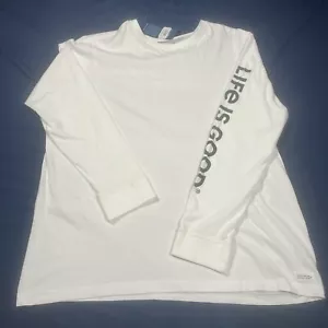 T-shirt uomo Life Is Good Crusher taglia 3XL manica lunga bianca natura foresta - Foto 1 di 5