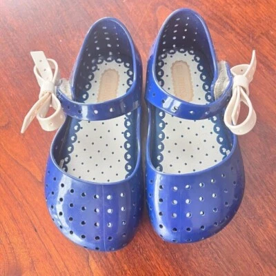 Mini Pisos de Goma Azul Melissa con Detalle de Lazo Blanco - Talla 7 Foto 1 de 4