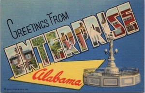 ENTERPRISE, Alabama Large Letter Postcard Boll Weevil Monument / Linen - 1951 - Picture 1 of 2