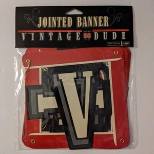 Vintage Dude 50th Birthday Jointed Banner 7" x 8' Fifty Birthday Decorations - Picture 1 of 3