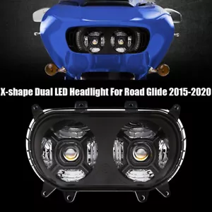Dual LED Headlight Headlamp Projector Hi/Lo Beam for Road Glide FLTRX 2015-2023 - Picture 1 of 7