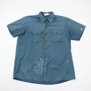 Vintage Dickies Shirt Mens XL Sun Faded Blue Grunge Rockabilly Distress Workwear - Picture 1 of 11
