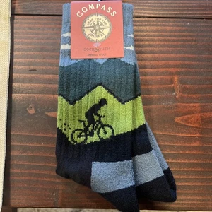 Socksmith Herren Crew Socken Schuhe Kompass Merinowolle Ride On Mountainbike - Bild 1 von 3