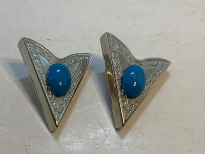 Vintage Collar Tips Cuffs Corners Western with blue stones - Image 1 of 4