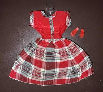Vintage 1960s Barbie Uneeda Miss Suzette Babs Fab Lu Red Plaid Dress💕 - Image 1 of 4