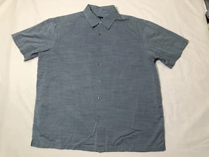 Van Heusen Shirt Mens XL Blue Short Sleeve Button Front Casual Cotton Blend - Picture 1 of 9