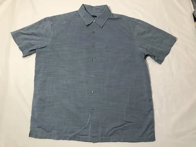 Van Heusen Shirt Mens XL Blue Short Sleeve Button Front Casual Cotton Blend - Image 1 of 4