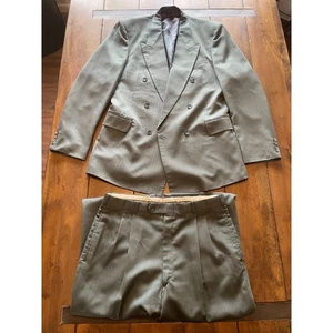 Vintage Hunting Horn J Riggings Men’s Suit Pin Striped 35L. Pleated Pants cuffs - Picture 1 of 15