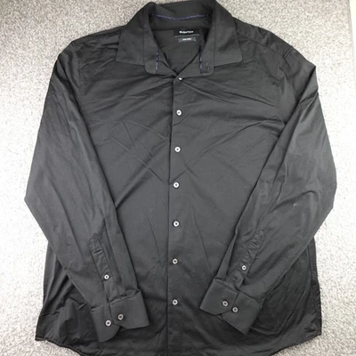Camisa Bugatchi Para Hombres 2XL Negra Sólida 8 Vías Elastizada Manga Larga Botón Informal Tecnología Foto 1 de 4