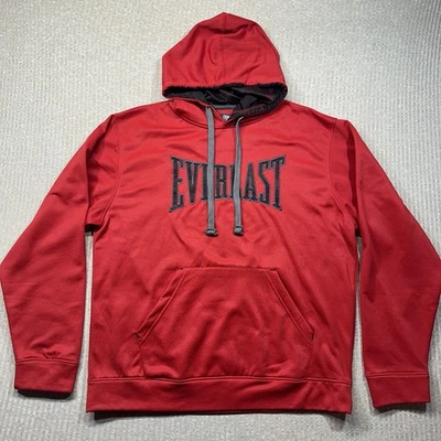 Moletom com capuz EVERLAST L grande vermelho sempre quente preto bordado - Imagem 1 de 4