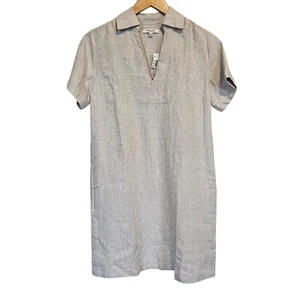Madewell V-Neck Mini Shift Dress in 100% Linen Women's XXS Minimalist Preppy - Picture 1 of 11